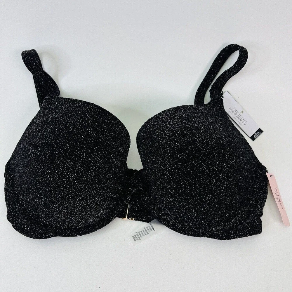Victoria's Secret The‎ Icon Push Up Bikini Top Padded Bra 34DD Black